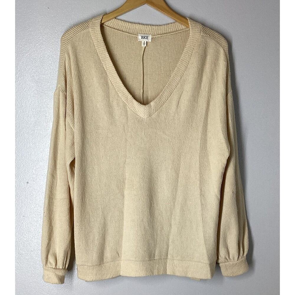 Buckle BKE Women's Long Sleeve Cream Sweater Pullover Oversized Relaxed Small